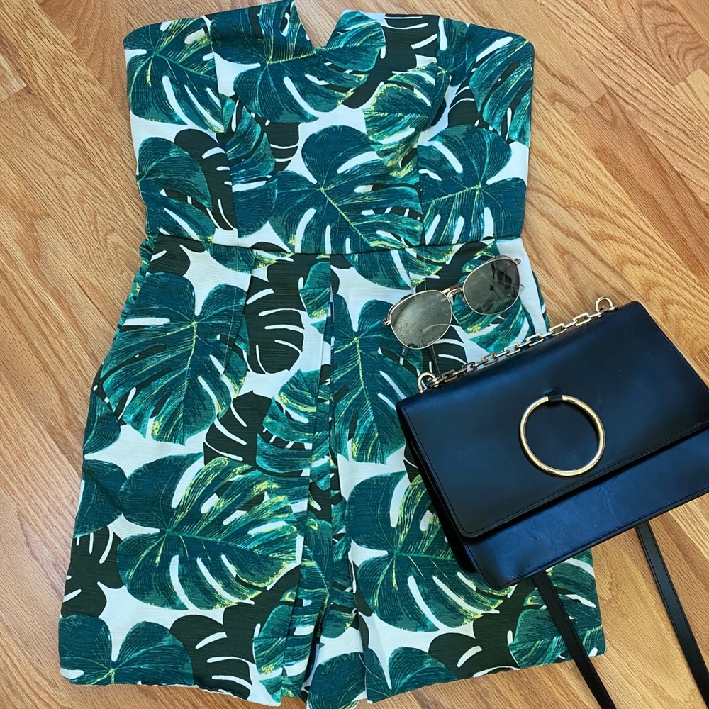 TOPSHOP - Cutest Palm Print Tall Romper